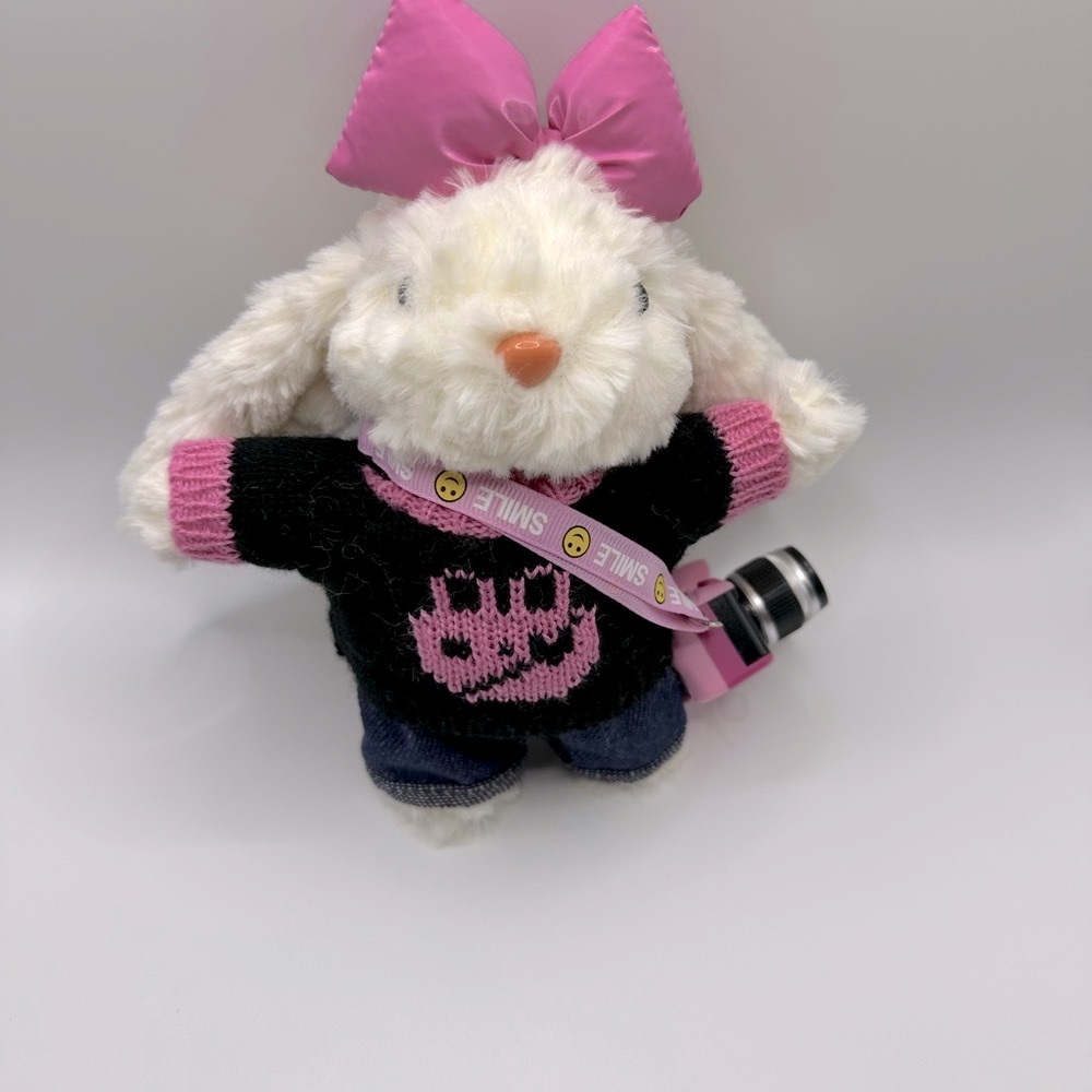 Plush Pink and White Stuffed Bunny